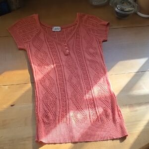 Daytrip Coral V-Neck Knit Sweater